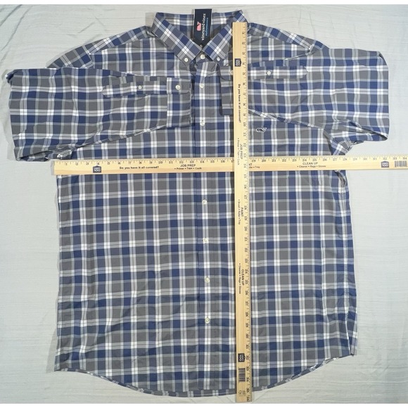 Men's Vineyard Vines NWT 2X Long Sleeve Button-Down Shirt Grey Harbor XXL New 2X - Picture 3 of 11